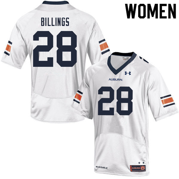 Women's Auburn Tigers #28 Jackson Billings White 2021 College Stitched Football Jersey